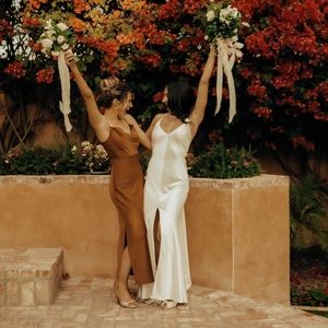 BHLDN Cali Satin Charmeuse Midi Dress